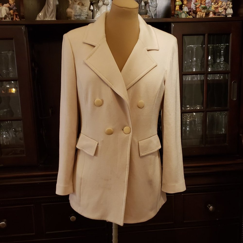 St. John Womens Cream Knit Blazer Jacket size 10
